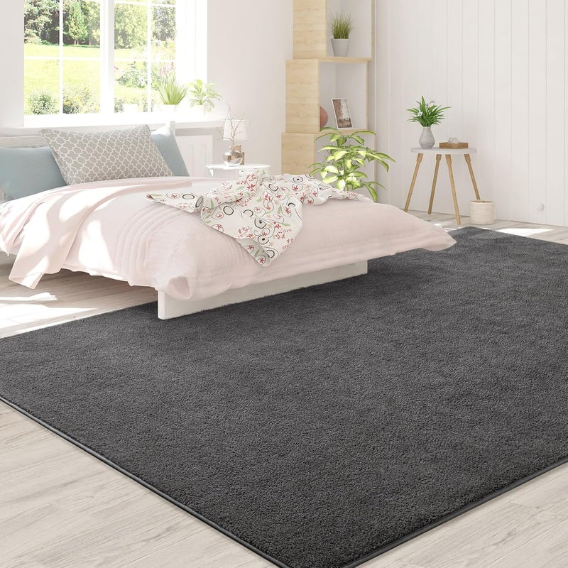 FlyDOIT Area Rugs for Bedroom Living Room, 5x8 Dark Grey Super Soft Comfy Thickened Memory-Foam Indoor Carpets, Modern Aesthetic Minimalist Carpet for Boys Girls Adults Apartment Nursery Home Décor - Image 4